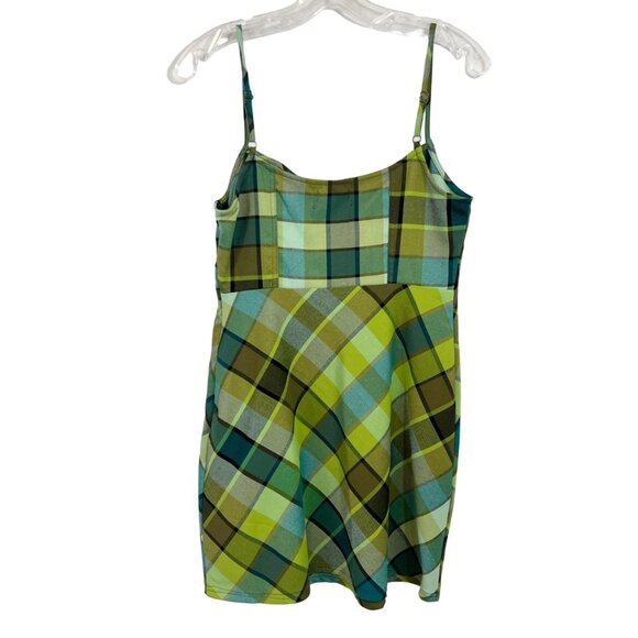 NEW Urban Outfitters Keya Plaid Eye & Hook Mini Dress Green Multi - Size Medium - Picture 2 of 7